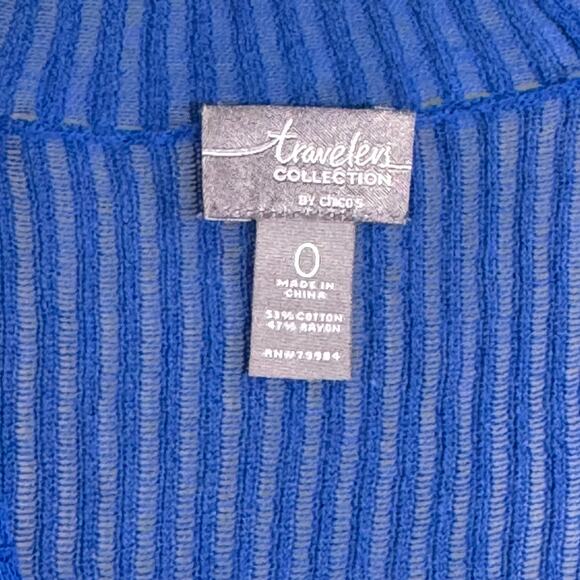 Chico's Travelers Cardigan Womens Sz S (0) Blue Long Open Ribbed Knit Sweater - Picture 3 of 5